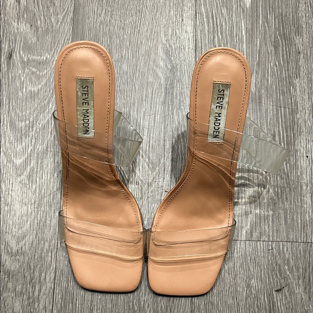 Steve Madden Clear Strap Heels - Nude